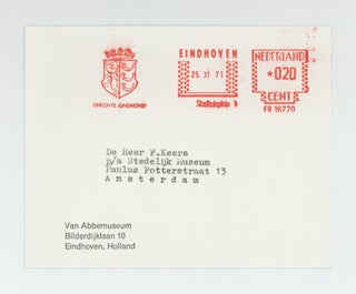 Exhibition postcard: Jan Dibbets: projekten (3 December 1971-16 January 1972).