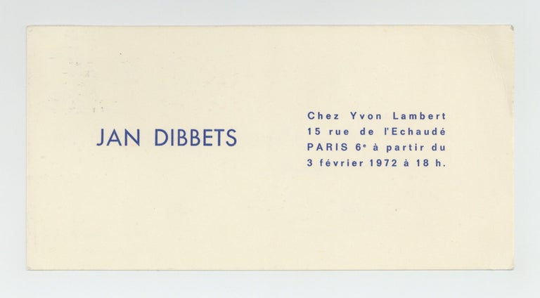 Item ID: 9115 Exhibition postcard: Jan Dibbets (opens 3 February 1972). Jan DIBBETS