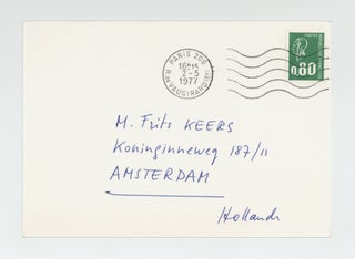 Exhibition postcard: Jan Dibbets (opens 12 May 1977).