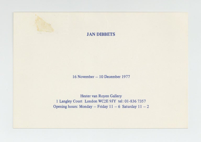 Item ID: 9122 Exhibition card: Jan Dibbets (16 November-10 December 1977). Jan DIBBETS.