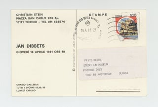 Exhibition postcard: Jan Dibbets (opens 16 April 1981).