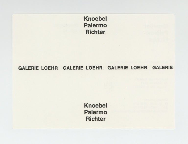Item ID: 9156 Exhibition postcard: Knoebel, Palermo, Richter (23 April-14 June 1975). dealer GALERIE LOEHR.