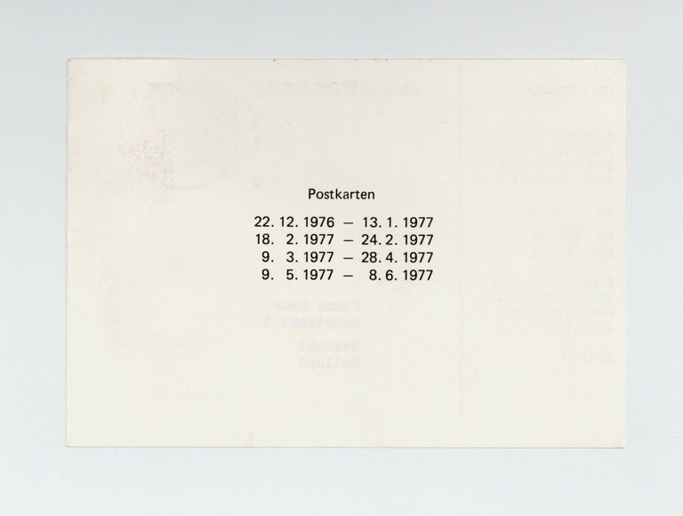 Item ID: 9179 Exhibition postcard: On Kawara: Postkarten (23 July-21 August 1977). On KAWARA
