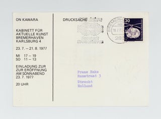 Exhibition postcard: On Kawara: Postkarten (23 July-21 August 1977).
