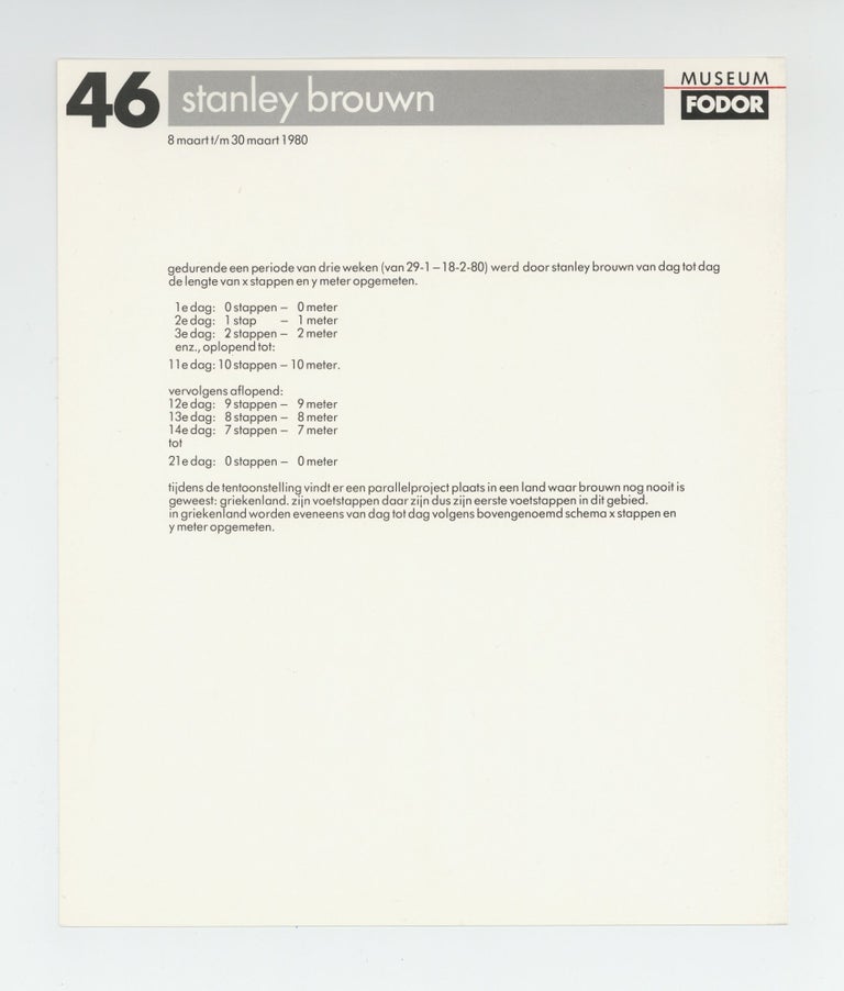 Item ID: 9199 Exhibition flyer: stanley brouwn (8-30 March 1980). Stanley BROUWN.