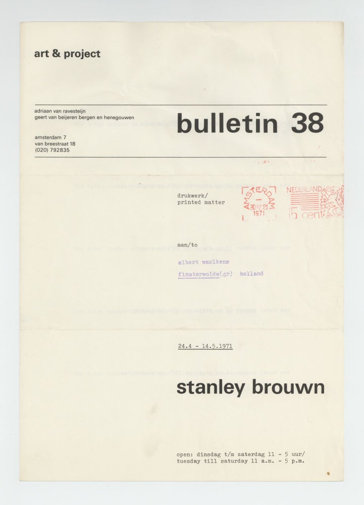 Item ID: 9241 bulletin 38 (24 April-14 May 1971). Stanley BROUWN.