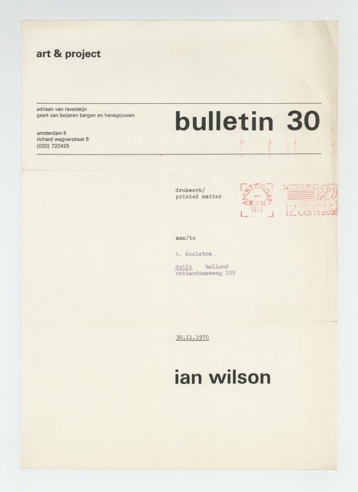 Item ID: 9242 bulletin 30 (30 November 1970). Ian WILSON