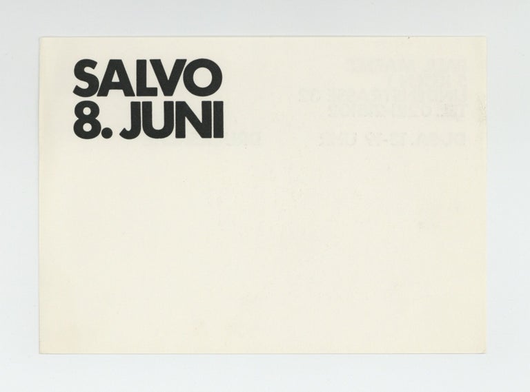Item ID: 9252 Exhibition postcard: Salvo (opens 8 June [1974]). SALVO