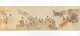Illustrated scroll on paper, entitled on manuscript label on outside of beginning of scroll “Kamo Aoi no matsuri” [“Aoi Matsuri Festival in Kamo Shrines”].