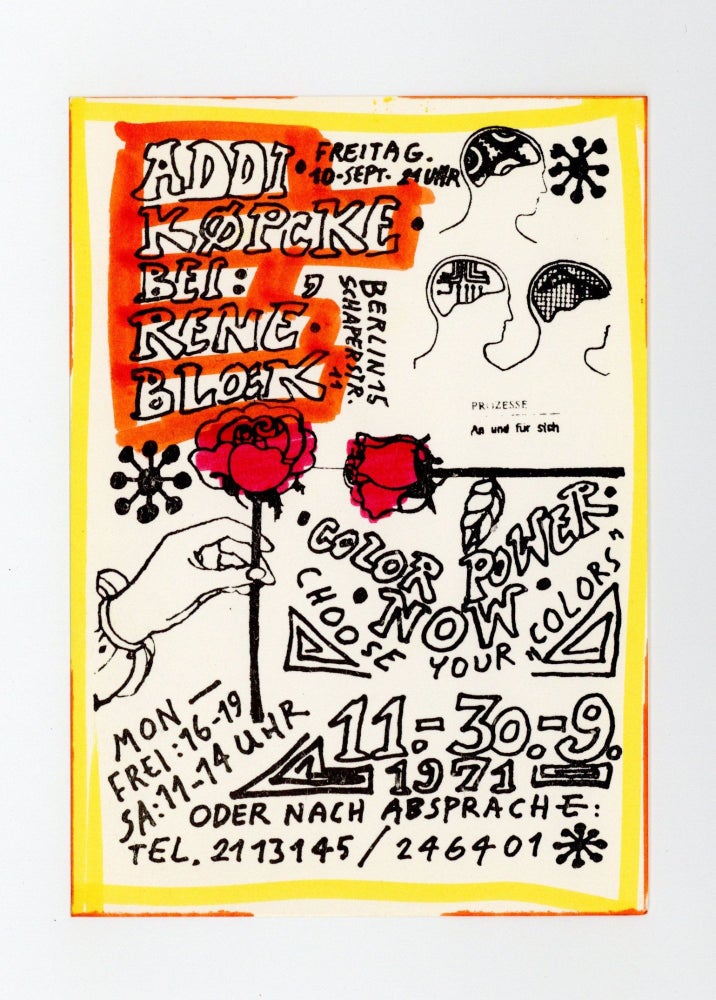 Item ID: 9274 Exhibition card: Addi Köpcke Bei Rene Block (11-30 September 1971). Addi...