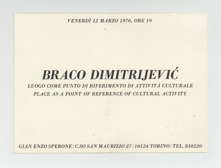 Item ID: 9283 Exhibition card: Braco Dimitrijevic: Luogo come Punto di Riferimento di...