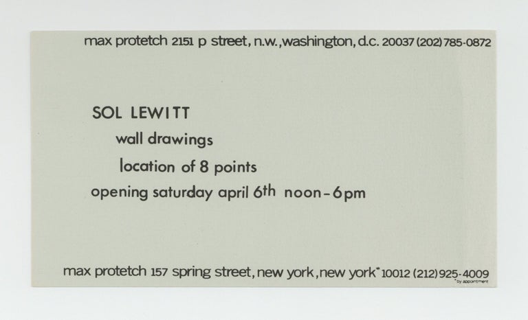 Item ID: 9332 Exhibition card: Sol LeWitt: wall drawings, location of 8 points (opens 6 April [1974]). Sol LEWITT.