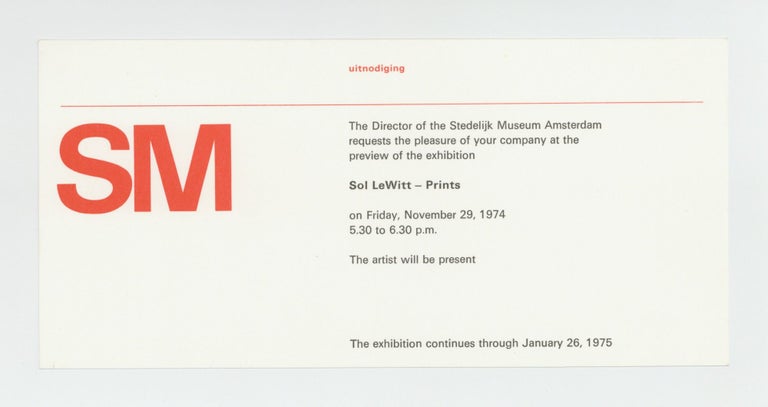 Item ID: 9334 Exhibition card: Sol LeWitt – Prints (29 November-26 January 1974). Sol LEWITT.