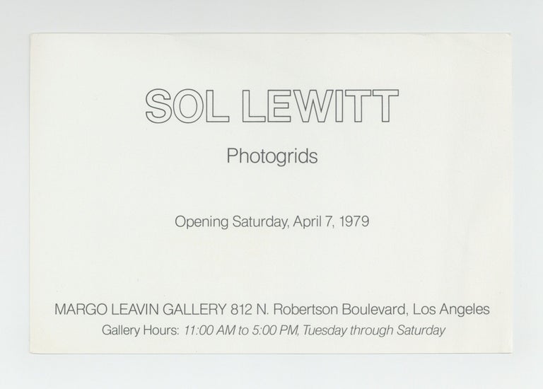 Item ID: 9335 Exhibition card: Sol LeWitt: Photogrids (opens 7 April 1979). Sol LEWITT.