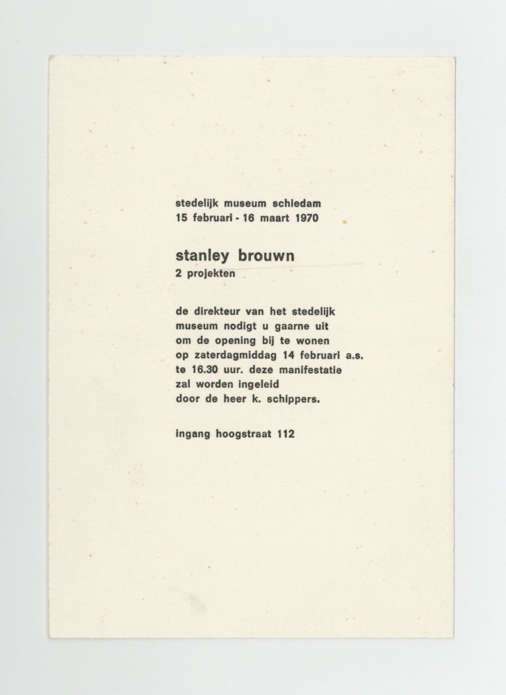 Item ID: 9349 Exhibition card: stanley brouwn: 2 projekten (15 February-16 March 1970)....