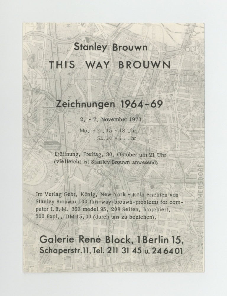 Item ID: 9351 Exhibition card: Stanley Brouwn: This Way Brouwn (2-7 November 1970). Stanley BROUWN.
