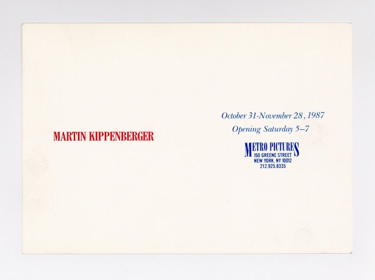 Item ID: 9408 Exhibition card: Martin Kippenberger (31 October-28 November 1987). Martin...