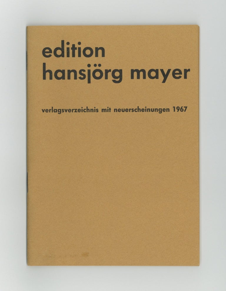 Item ID: 9411 verlagsverzeichnis mit neuerscheinungen 1967. publisher EDITION HANSJÖRG MAYER