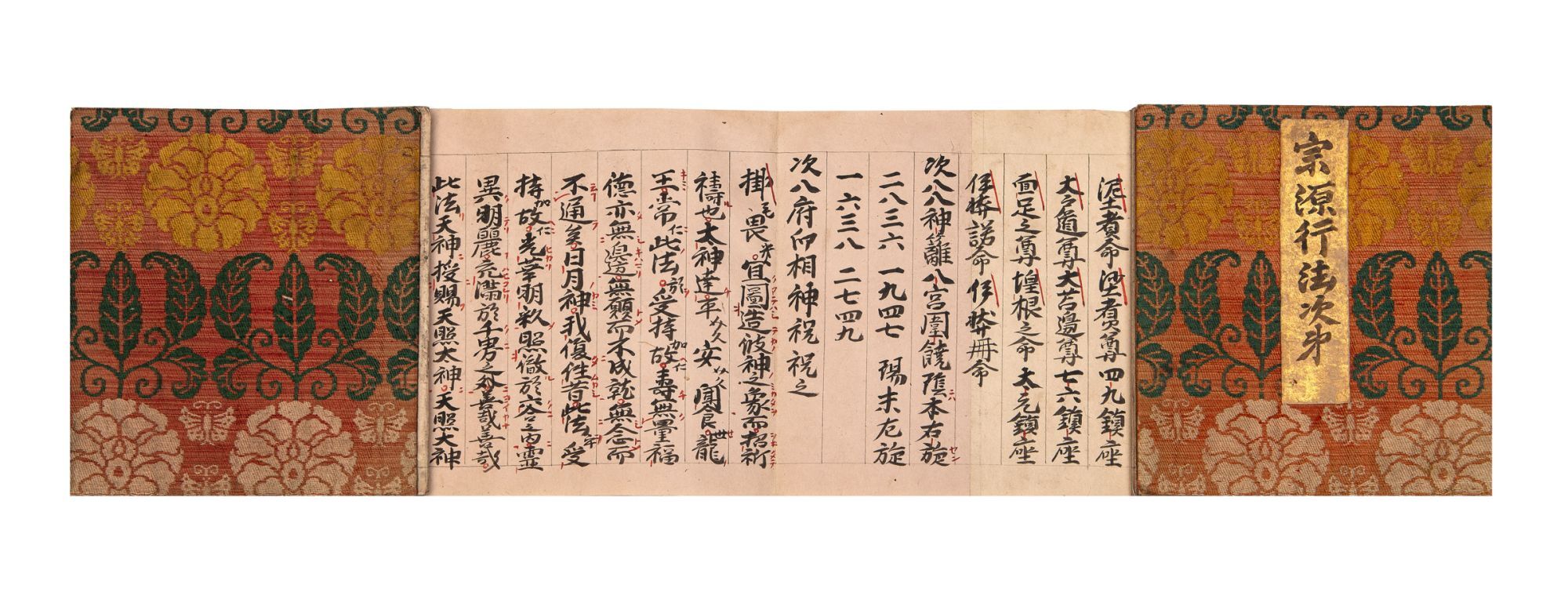 Japanese Ritual Papers Manuscript on fine paper, with manuscript title label on upper cover ...