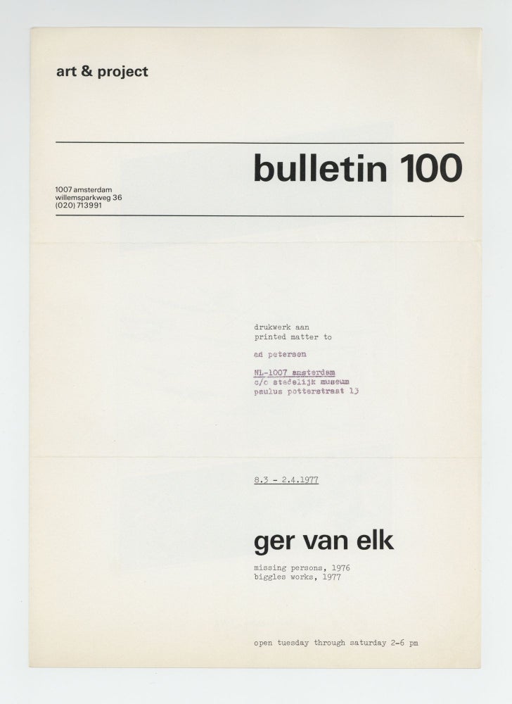 Item ID: 9491 bulletin 100 (8 March-2 April 1977). Ger VAN ELK