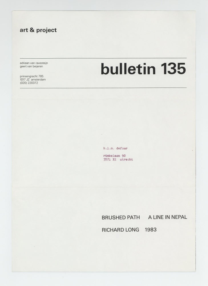 Item ID: 9494 bulletin 135: Brushed Path, A Line in Nepal, Richard Long, 1983. Richard LONG.