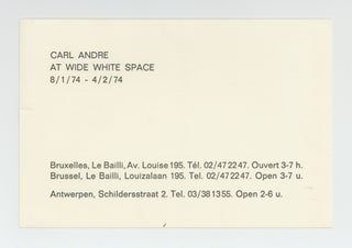 Exhibition card: Carl Andre at Wide White Space (8 January-4 February 1974).