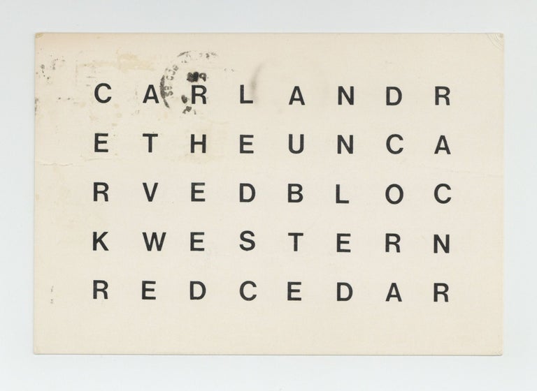 Item ID: 9524 Exhibition postcard: Carl Andre The Uncarved Block Western Red Cedar...