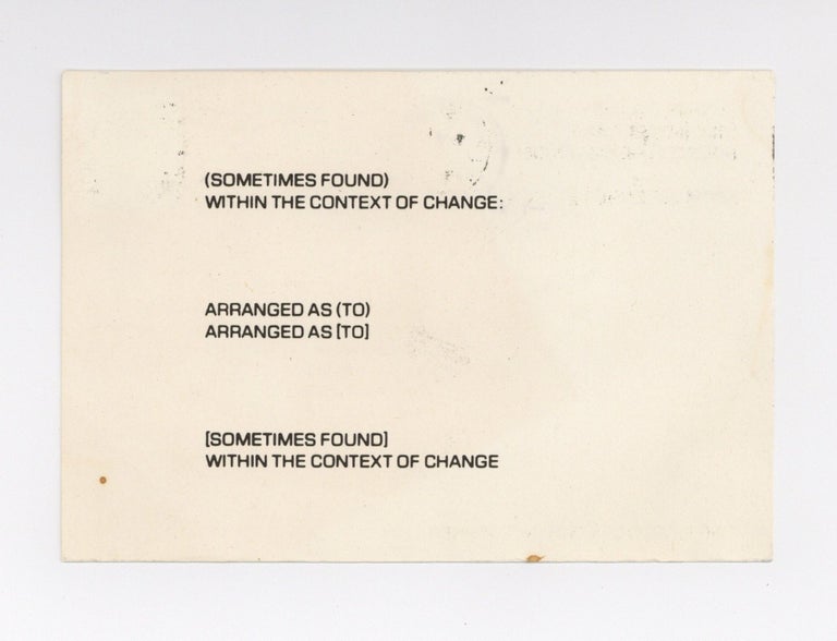 Item ID: 9546 Exhibition postcard: Two Works of Lawrence Weiner (opens 21 December 1974). Lawrence WEINER.