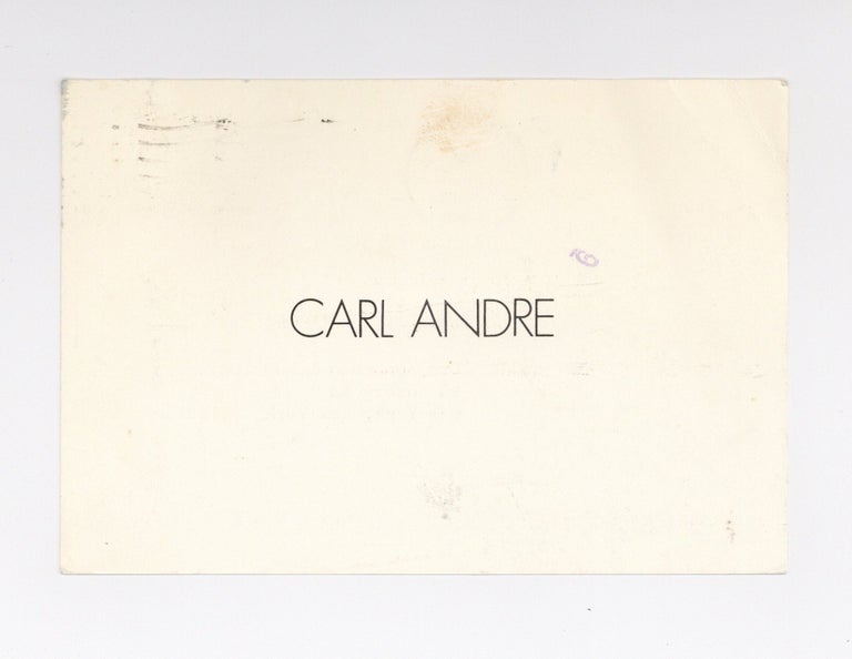 Item ID: 9549 Exhibition postcard: Carl Andre (opens 15 April 1975). Carl ANDRE