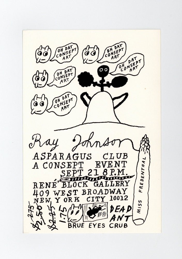 Item ID: 9567 Exhibition card: Ray Johnson: Asparagus Club, A Consept Event (21 September...