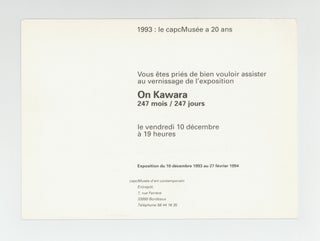 Exhibition card: On Kawara: 247 mois / 247 jours (10 December 1993-27 February 1994).
