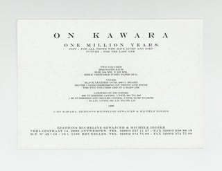 Announcement card: On Kawara: One Million Years.