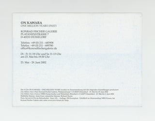 Exhibition card: On Kawara: One Million Years (Past) (23 May-29 June 2002).