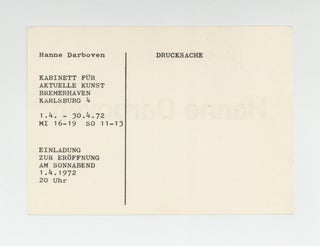 Exhibition postcard: Hanne Darboven (1-30 April 1972).
