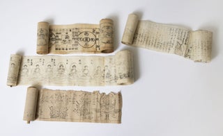 A collection of ten talisman (or amulet) Buddhist woodblock-printed scrolls on paper. TALISMAN BUDDHIST SCROLLS.