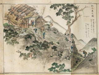Two emaki (illustrated scrolls) on paper, entitled on labels on outsides: “Sanrin. KISO VALLEY FORESTRY SCROLLS, JAPAN.
