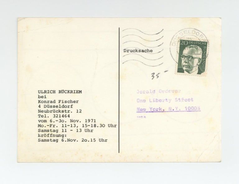 Item ID: 9947 Exhibition postcard: Ulrich Rückriem bei Konrad Fischer (6-30 November 1971)....