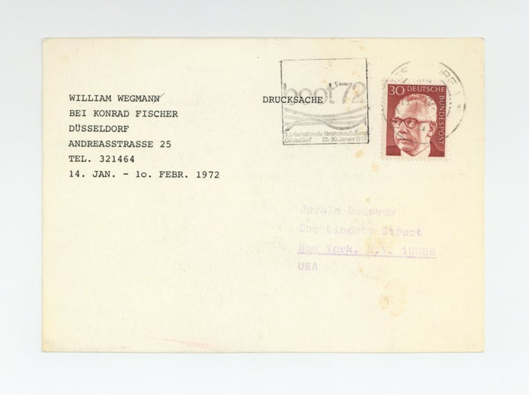Item ID: 9948 Exhibition postcard: William Wegman Bei Konrad Fischer (14 January-10 February...