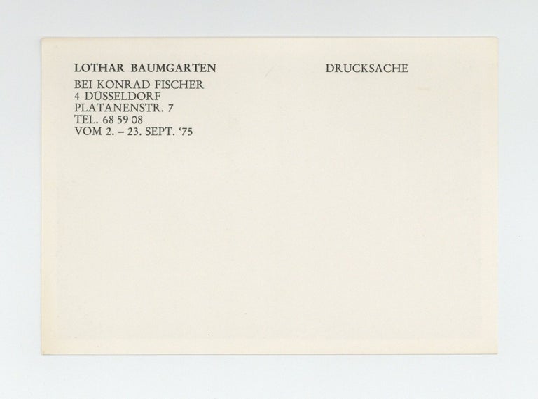 Item ID: 9956 Exhibition postcard: Lothar Baumgarten bei Konrad Fischer (2-23 September 1975)....