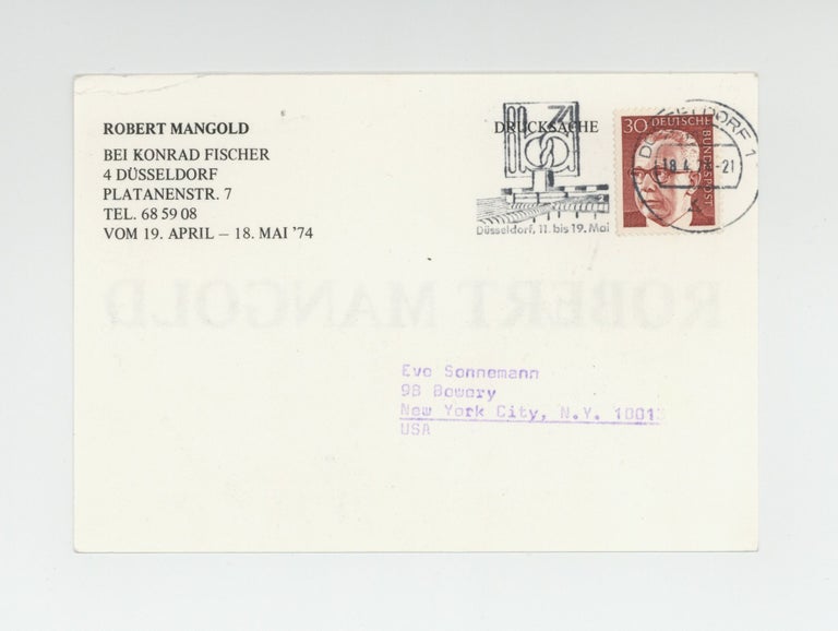 Item ID: 9967 Exhibition postcard: Robert Mangold Bei Konrad Fischer (19 April-18 May 1974)....