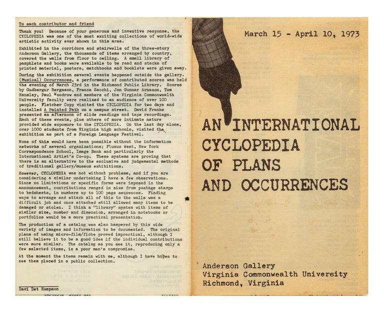 Item ID: 9987 An International Cyclopedia of Plans and Occurrences (15 March-10 April 1973). Davi...